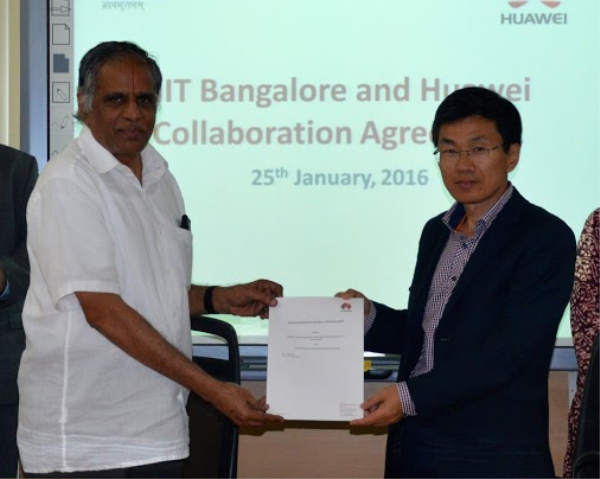 Huawei Technologies India CEO William Zhao (right) says a large base of highly skilled youth can “galvanise” society’s advancement. Also pictured is IIIT-B founder and director, Professor S. Sadagopan.