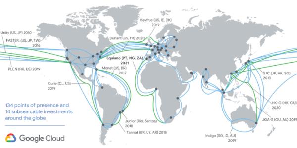 Equiano will be Google’s third private international cable after Dunant, which connects the US to France - and Curie, which links Los Angeles, California with Valparaiso, Chile  photo: google



