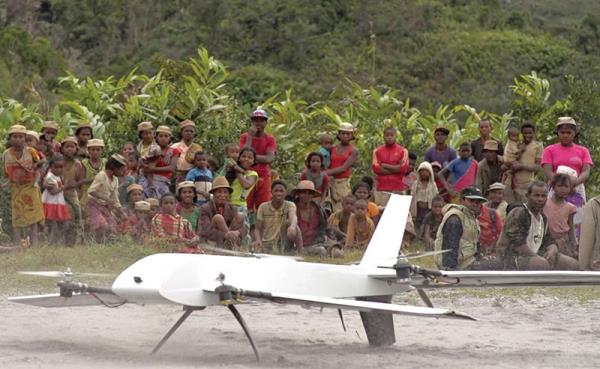 The machine flew from the central research facility and landed in the village and said health worker loaded it with real blood samples, before the drone flew back to the facility – photo: news.stonybrook.edu